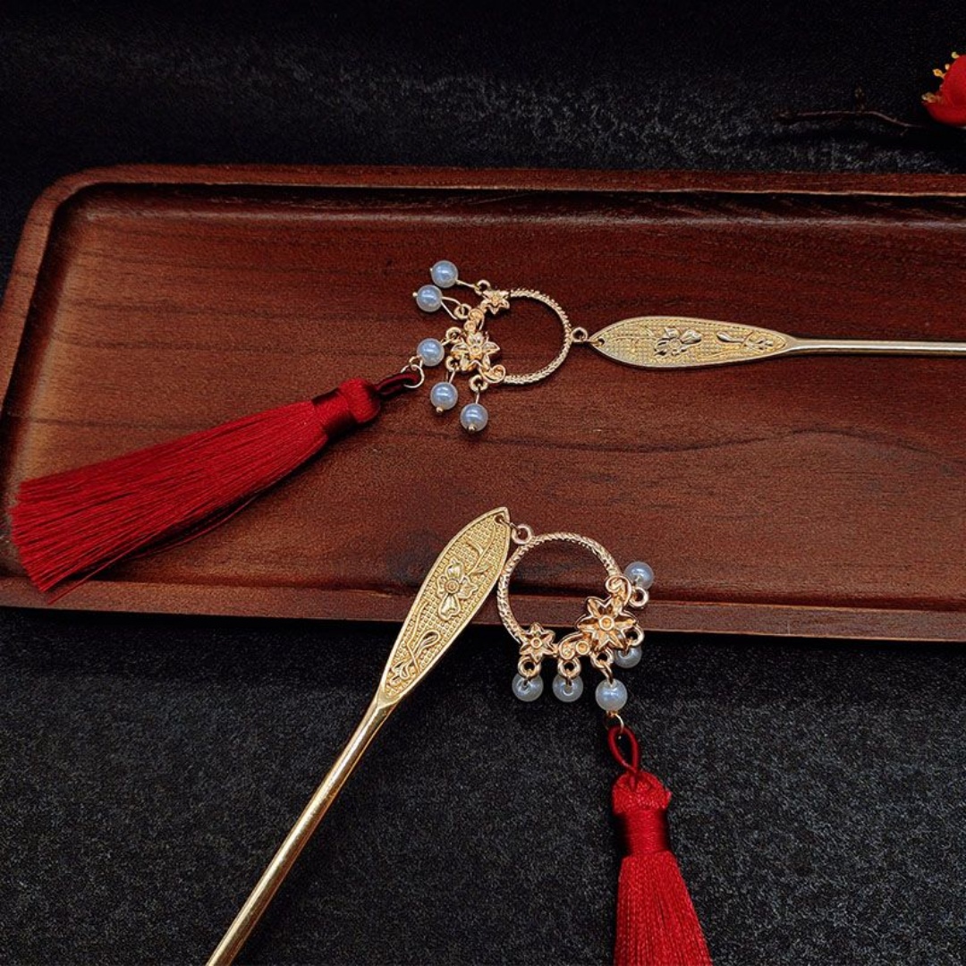 Hanbok Hair Pin - Grampo de Cabelo Lótus com Borla